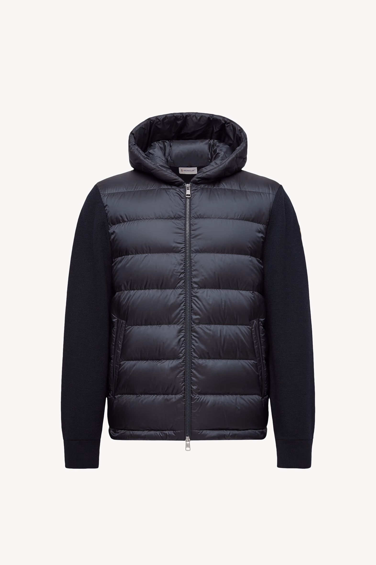 Cardigan zippé matelassé en laine Hommes Bleu Moncler 2